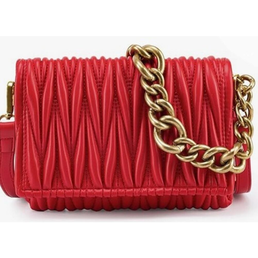 Montana West Red Quilted Crossbody Bag Interchangeable Straps NWT